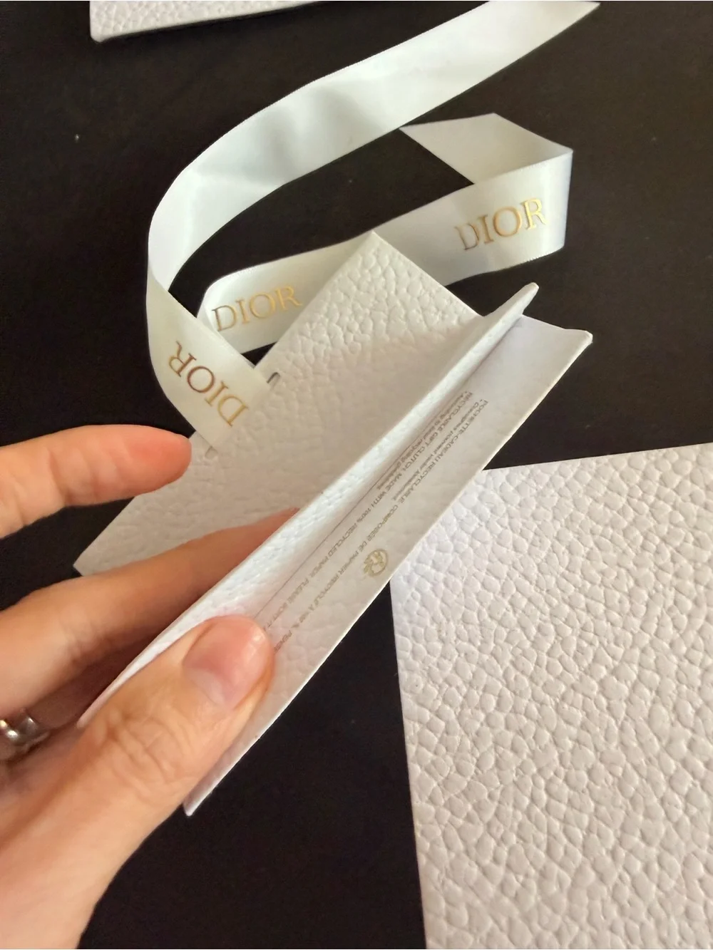 Dior White and Gold Branded Gift Bags with Satin Ribbons